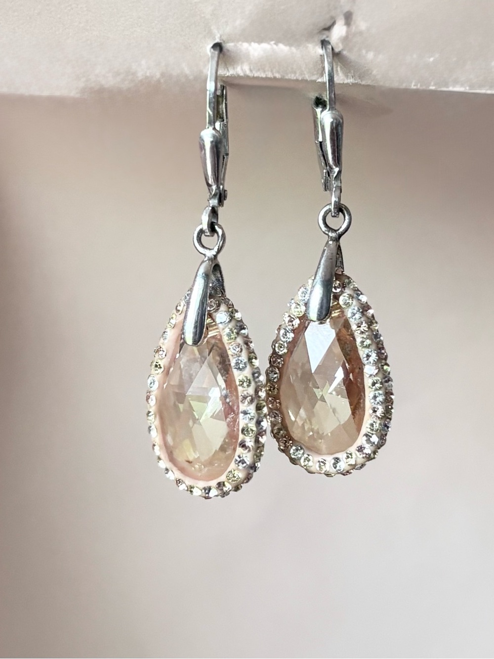 Crystal Drop Earrings - with Champagne Stones